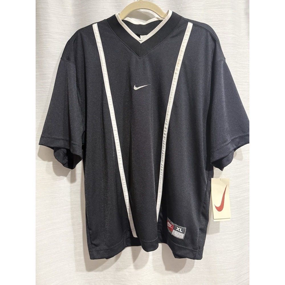 Vintage Black Nike V Neck Soccer Jersey Size XL New Old Stock With Tags